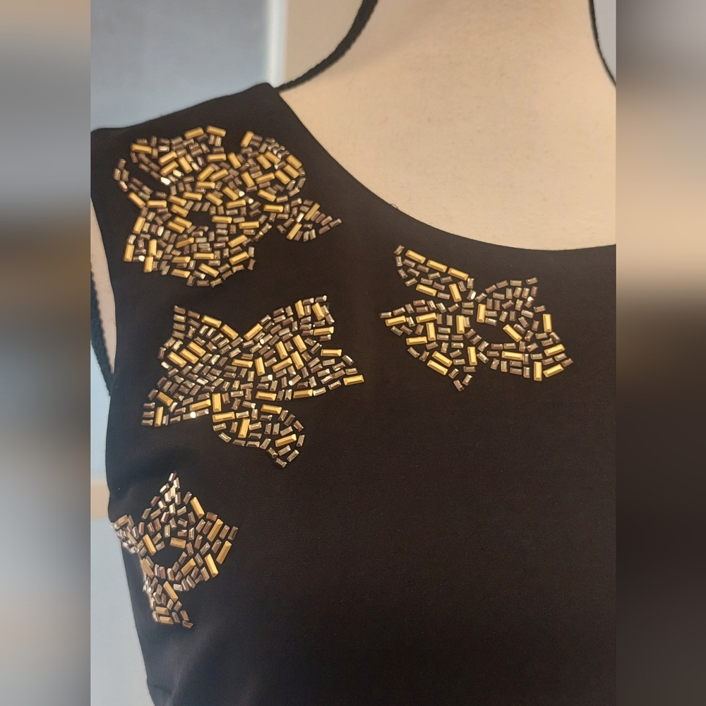 Guess Black Dress with Gold Floral Accents - Picture 2 of 10